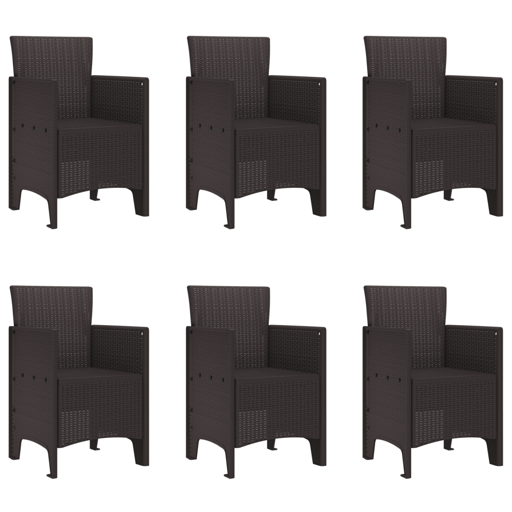 Produktbild för Trädgårdsmöbelset 7 pcs Brun Polypropylen