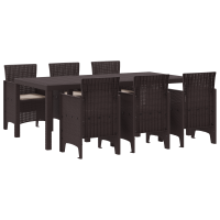 Produktbild för Trädgårdsmöbelset 7 pcs Brun Polypropylen