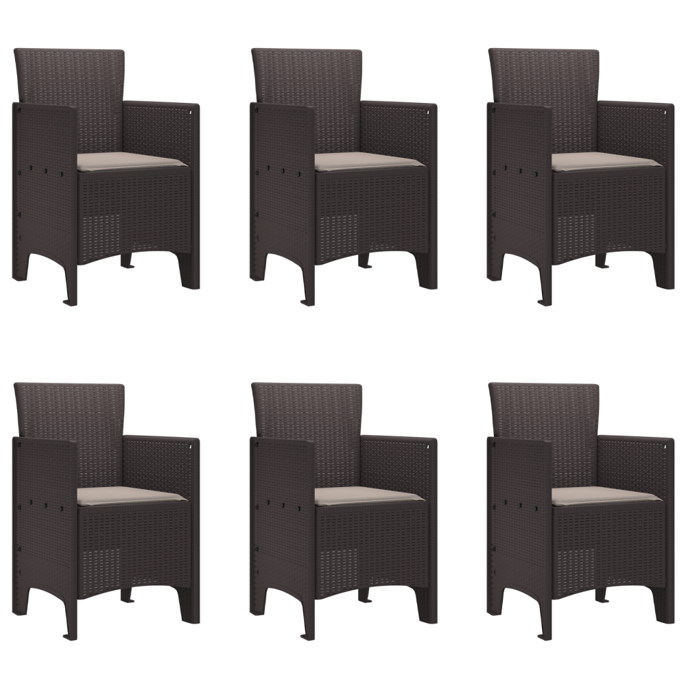 Produktbild för Trädgårdsmöbelset 7 pcs Brun Polypropylen