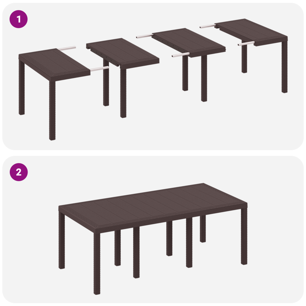 Produktbild för Trädgårdsmöbelset 7 pcs Brun Polypropylen
