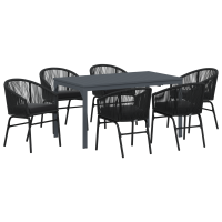Produktbild för Trädgårdsmöbelset 7 pcs Svart konstrotting