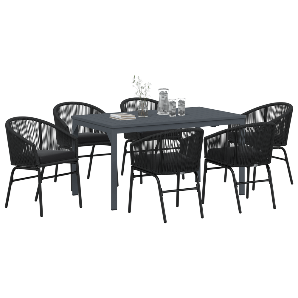 Produktbild för Trädgårdsmöbelset 7 pcs Svart konstrotting