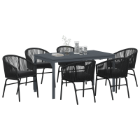 Produktbild för Trädgårdsmöbelset 7 pcs Svart konstrotting