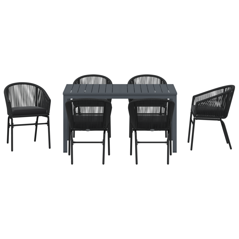 Produktbild för Trädgårdsmöbelset 7 pcs Svart konstrotting