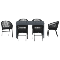 Produktbild för Trädgårdsmöbelset 7 pcs Svart konstrotting
