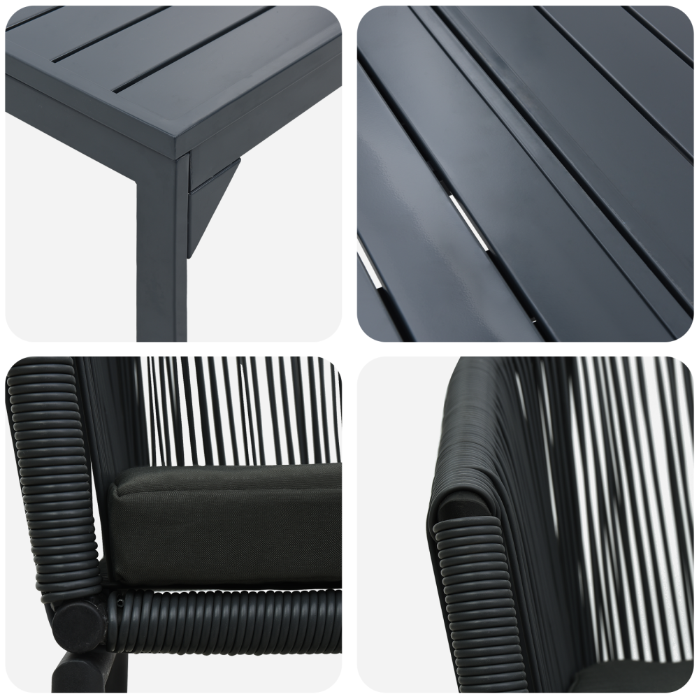 Produktbild för Trädgårdsmöbelset 7 pcs Svart konstrotting