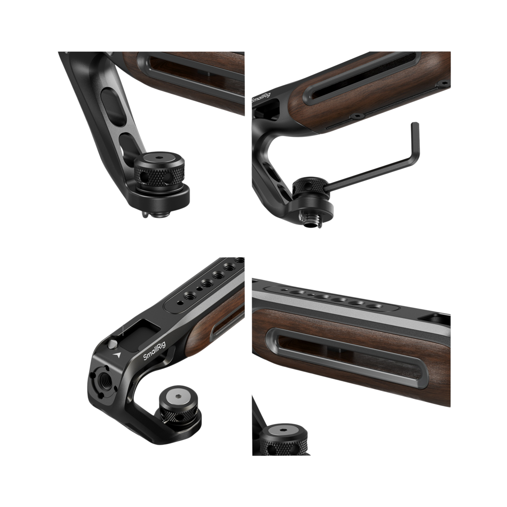 Produktbild för SmallRig 5252 Wooden Top Handle with 1/4''-20 and ARRI 3/8''-16 Locating Screw
