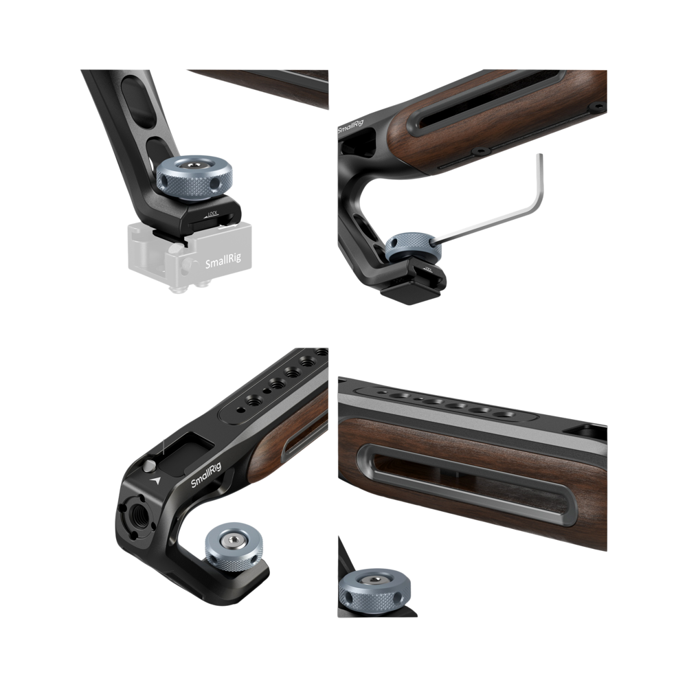 Produktbild för SmallRig 5250 Wooden Top Handle with Cold Shoe Mount