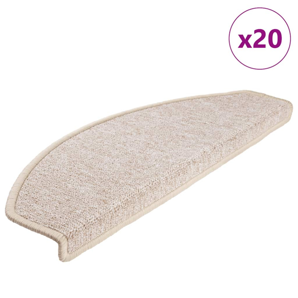 Produktbild för Trappmattor 20 st 65x24x4 cm Taupe halvrunda stora