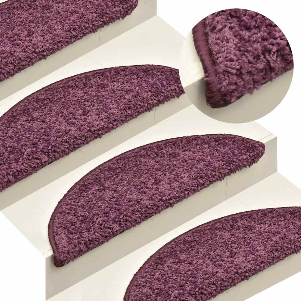 Produktbild för Trappmattor 30 st 65x21x4 cm mörklila halvrunda stora