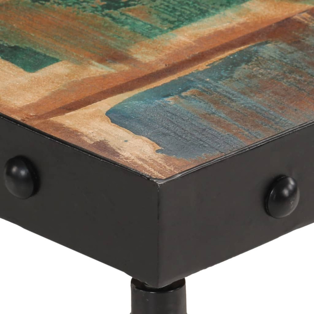 Produktbild för Soffbord med hjul massivt återvunnet trä 100x55x26 cm
