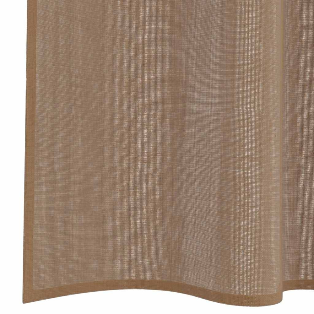 Produktbild för Voile gardiner med stångfickor 2 st ljusbrun