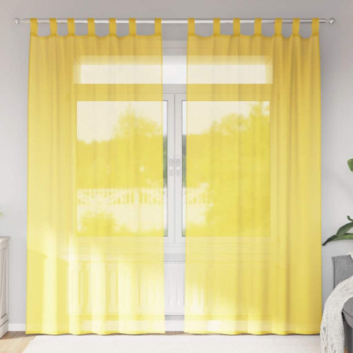 vidaXL Voile gardiner med stångfickor 2 st gul