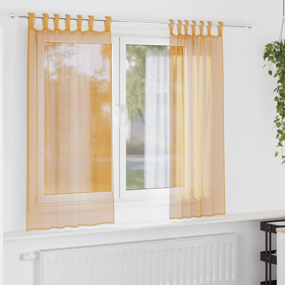 Produktbild för Voile gardiner med öglor 2 st orange 140x175 cm