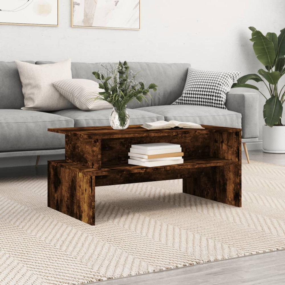 Produktbild för Soffbord rökfärgad ek 90x55x42,5 cm konstruerat trä