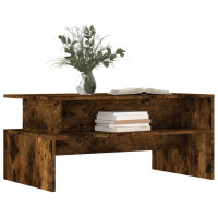 Produktbild för Soffbord rökfärgad ek 90x55x42,5 cm konstruerat trä