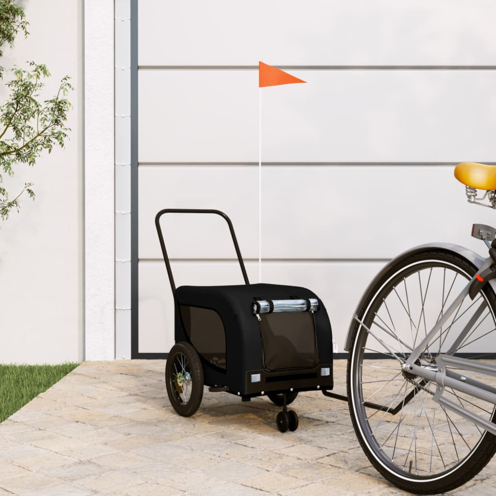 Produktbild för Cykelvagn för djur svart oxfordtyg och järn