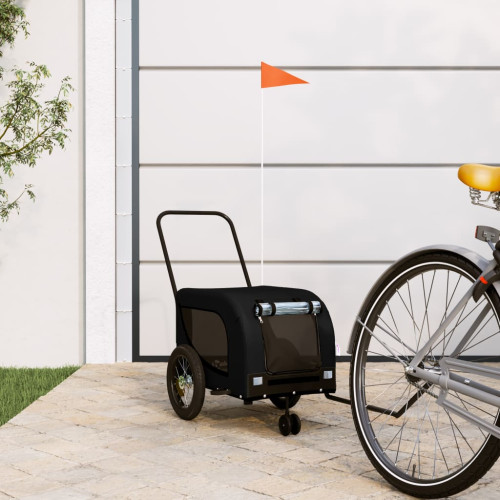 vidaXL Cykelvagn för djur svart oxfordtyg och järn