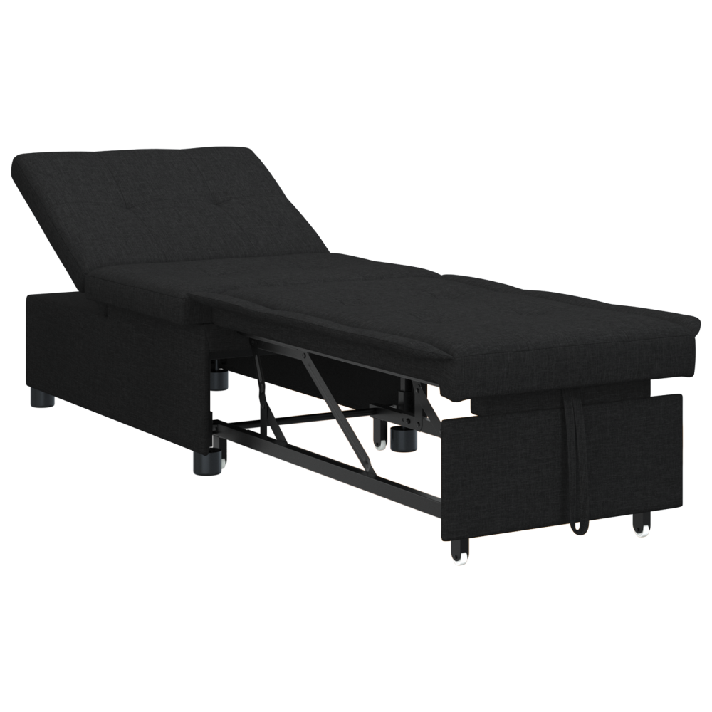 Produktbild för Pull Out Sofa Bed Svart 194 x 50 x 82 cm tyg