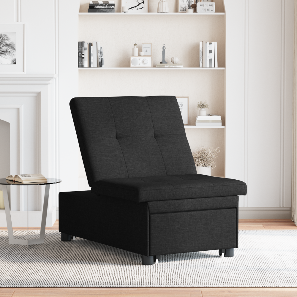 Produktbild för Pull Out Sofa Bed Svart 194 x 50 x 82 cm tyg