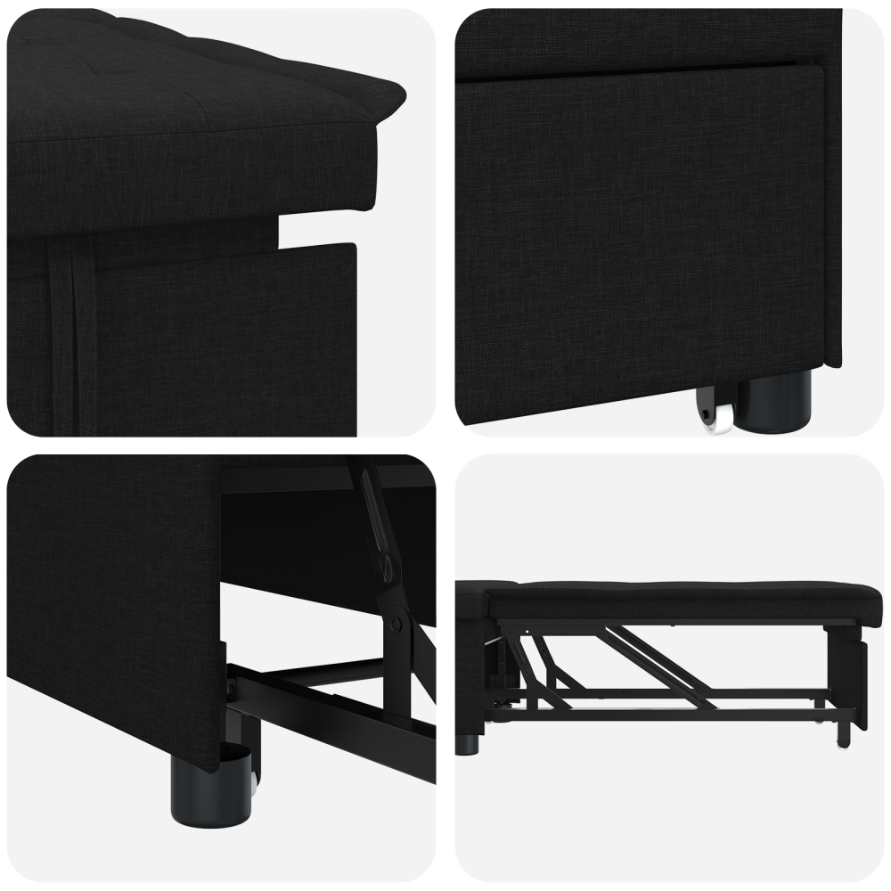 Produktbild för Pull Out Sofa Bed Svart 194 x 50 x 82 cm tyg