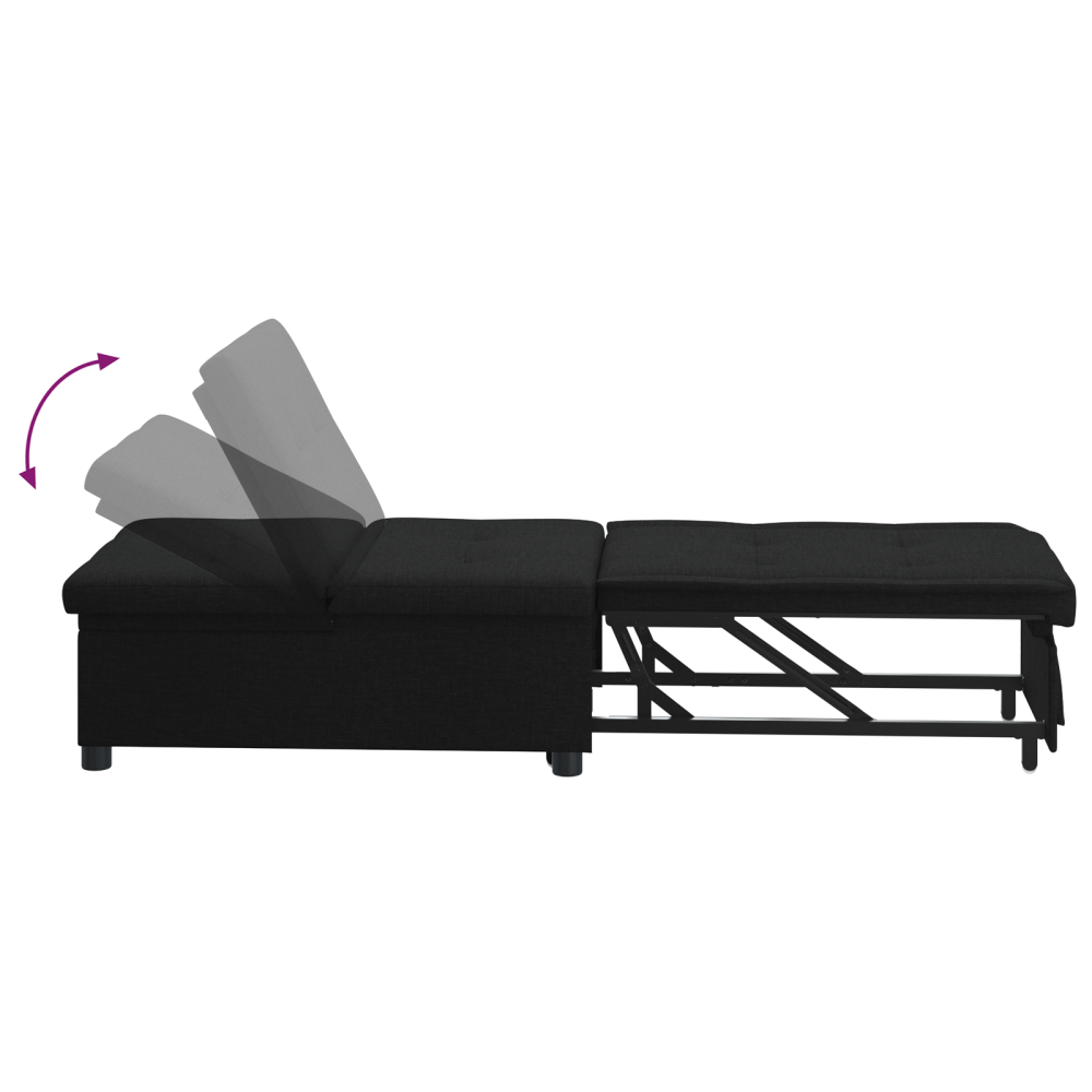 Produktbild för Pull Out Sofa Bed Svart 194 x 50 x 82 cm tyg