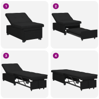 Produktbild för Pull Out Sofa Bed Svart 194 x 50 x 82 cm tyg