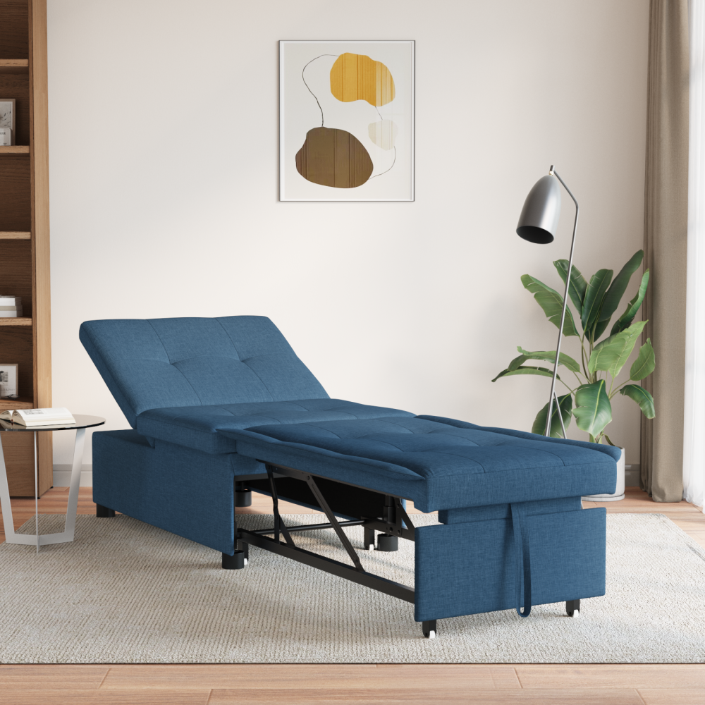 Produktbild för Pull Out Sofa Bed Blå 194 x 50 x 82 cm tyg