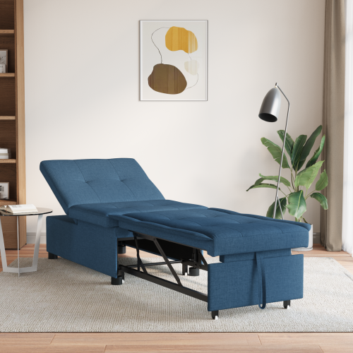 vidaXL Pull Out Sofa Bed Blå 194 x 50 x 82 cm tyg