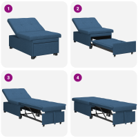 Produktbild för Pull Out Sofa Bed Blå 194 x 50 x 82 cm tyg