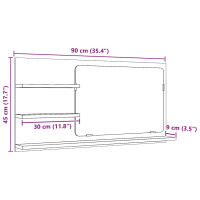 Produktbild för Badrumsspegelskåp svart ek 90x11x45 cm konstruerat trä
