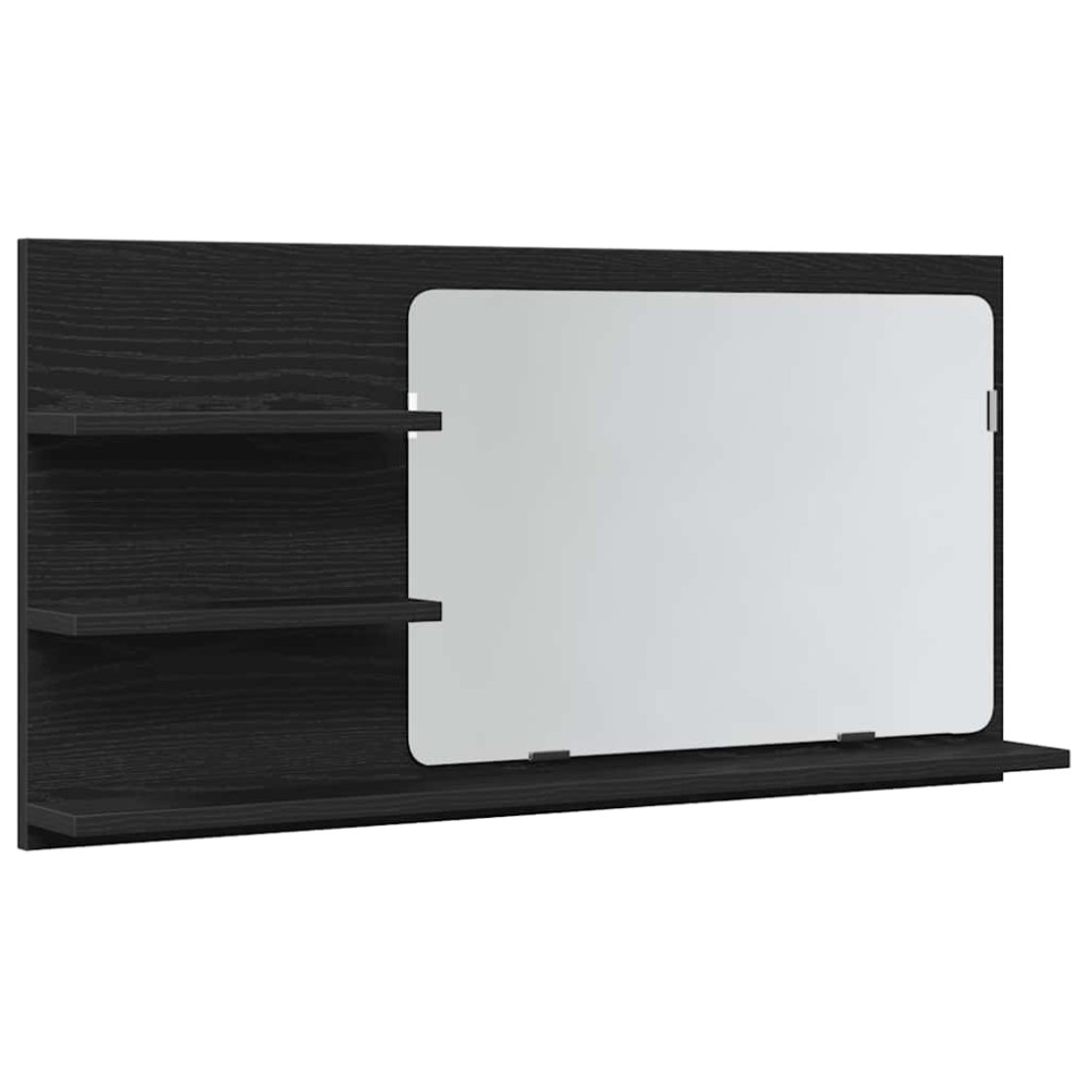 Produktbild för Badrumsspegelskåp svart ek 90x11x45 cm konstruerat trä