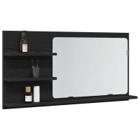 Produktbild för Badrumsspegelskåp svart ek 90x11x45 cm konstruerat trä