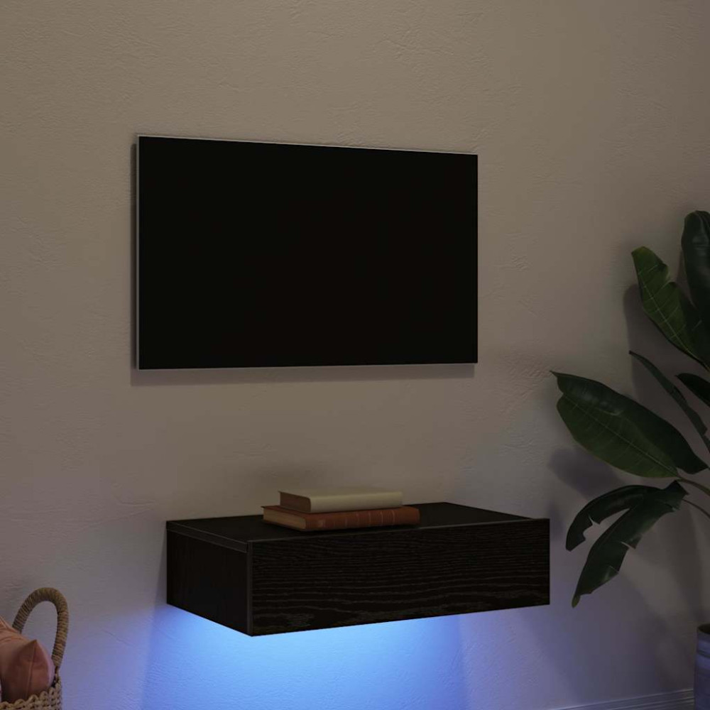 Produktbild för TV-skåp med LED-lampor svart ek 60x35x15,5 cm
