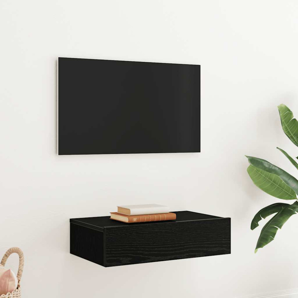 Produktbild för TV-skåp med LED-lampor svart ek 60x35x15,5 cm
