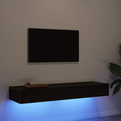 vidaXL TV-skåp med LED-lampor 2 st svart ek 60x35x15,5 cm