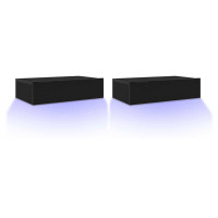 Produktbild för TV-skåp med LED-lampor 2 st svart ek 60x35x15,5 cm