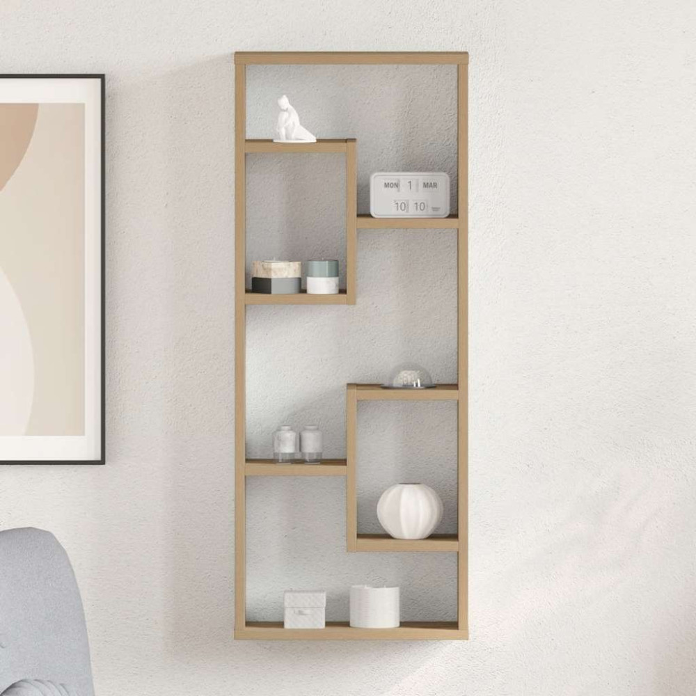 Produktbild för Vägghylla hantverksmässig ek 36x16x90 cm konstruerat trä