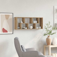 Produktbild för Vägghylla hantverksmässig ek 36x16x90 cm konstruerat trä