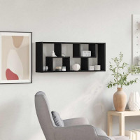 Produktbild för Vägghylla svart ek 36x16x90 cm konstruerat trä
