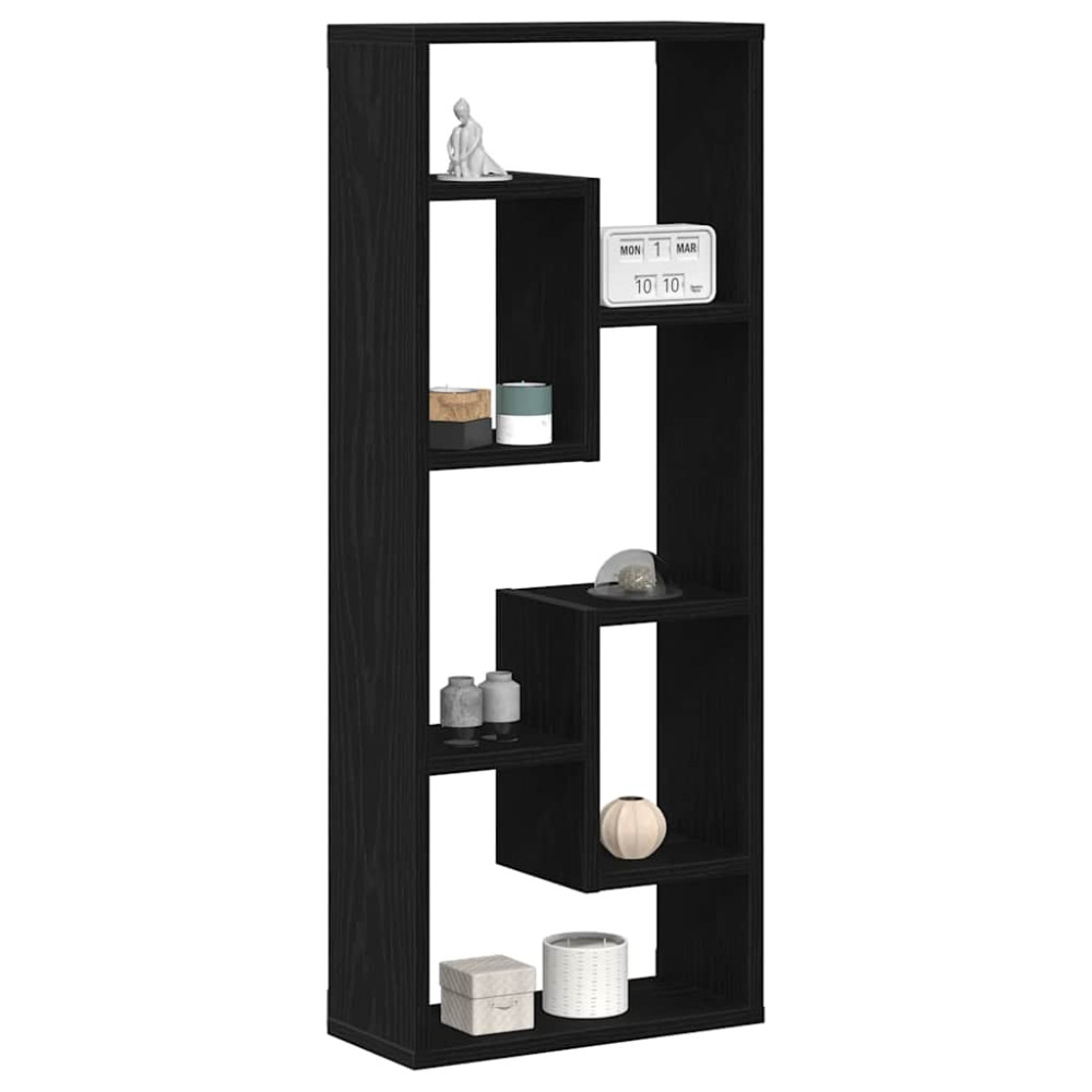 Produktbild för Vägghylla svart ek 36x16x90 cm konstruerat trä