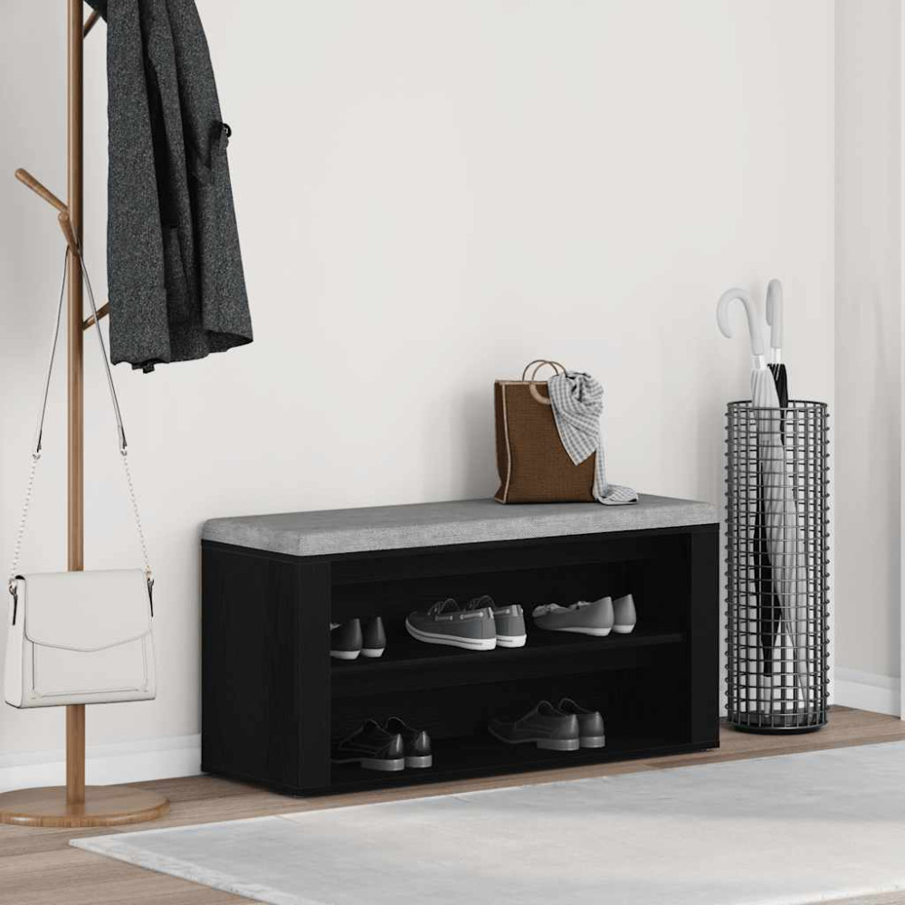 Produktbild för Skobänk svart ek 100x35x45 cm konstruerat trä