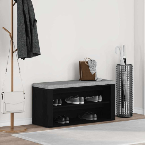 vidaXL Skobänk svart ek 100x35x45 cm konstruerat trä