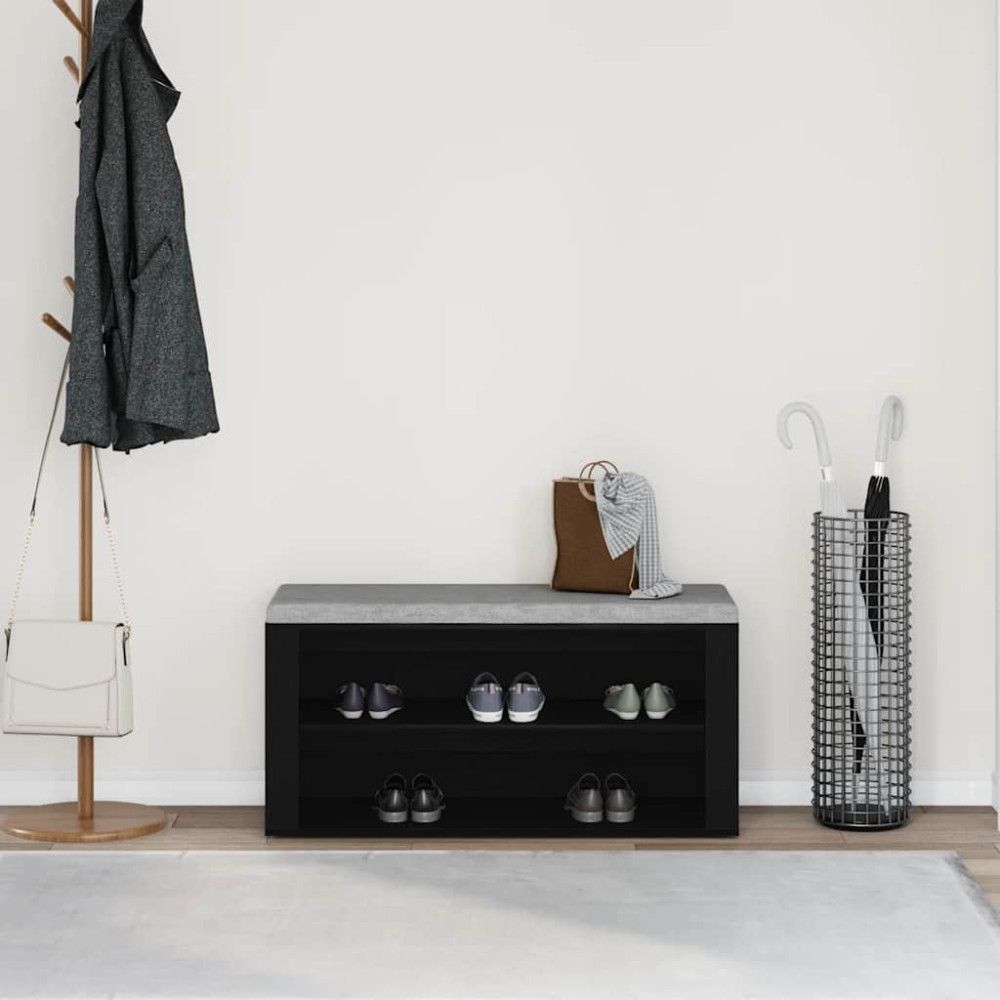 Produktbild för Skobänk svart ek 100x35x45 cm konstruerat trä