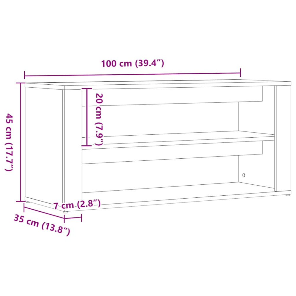 Produktbild för Skobänk svart ek 100x35x45 cm konstruerat trä