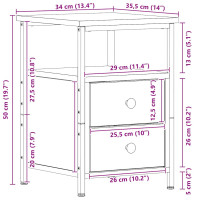 Produktbild för Sängbord 2 st svart ek 34x35,5x50 cm parkett