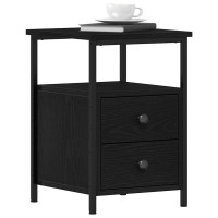 Produktbild för Sängbord 2 st svart ek 34x35,5x50 cm parkett