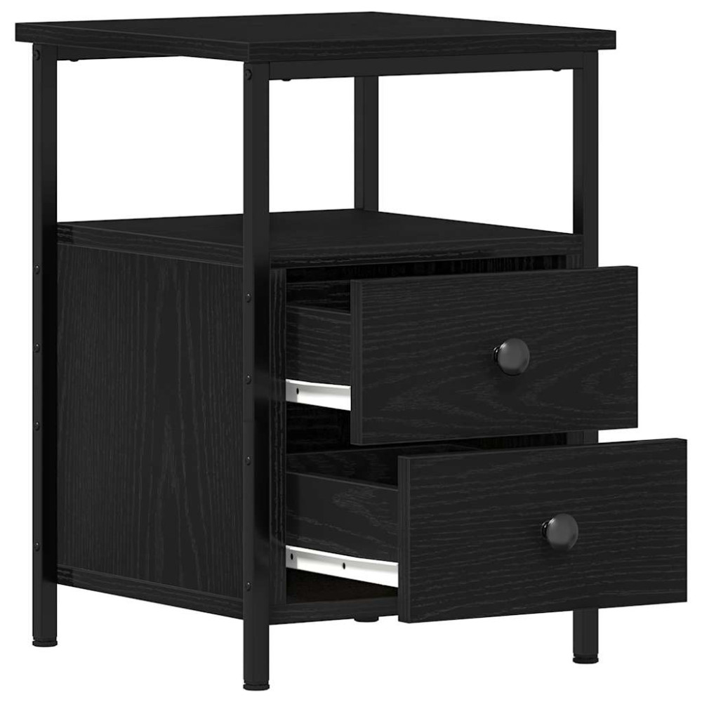 Produktbild för Sängbord 2 st svart ek 34x35,5x50 cm parkett