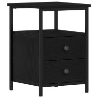 Produktbild för Sängbord 2 st svart ek 34x35,5x50 cm parkett