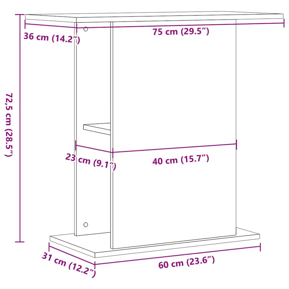 Produktbild för Akvariestativ svart ek 75x36x72,5 cm konstruerat trä